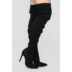 Fashion Nova Sexy Can I Boot Black Knee High Heel Boots